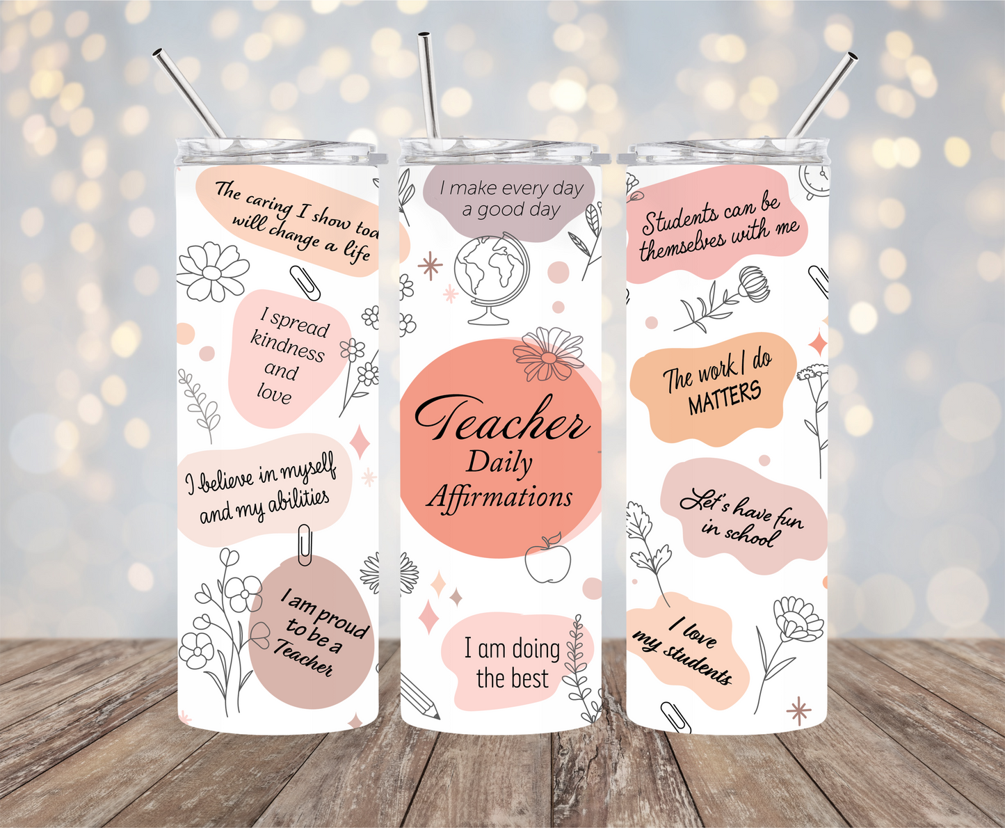 Sublimated Teacher Tumbler's - 20oz Tumbler with Lid/Straw