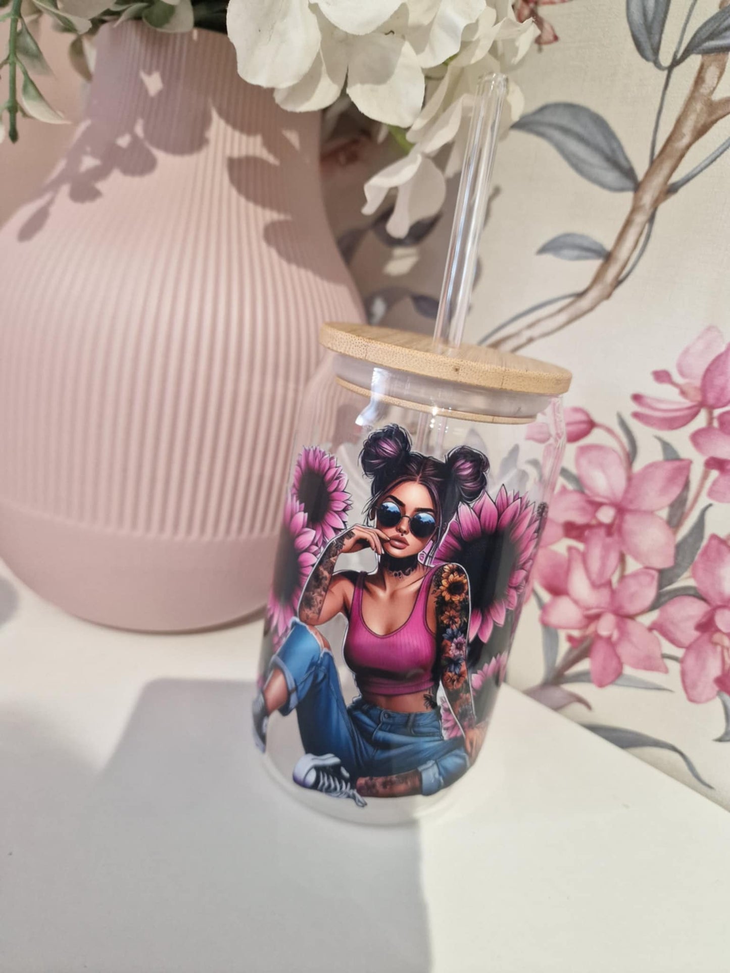 Tattoo Girl - 16oz Libbey Cup Glass