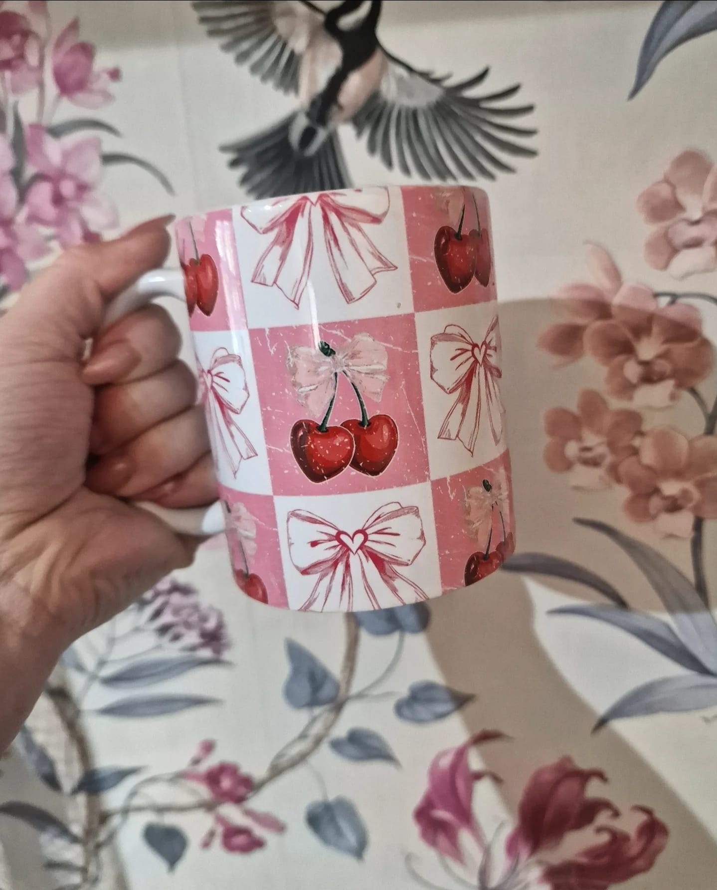 Cherries and Bows Mug - 11oz Ceramic Mug