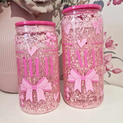 Mini Pink -  16oz Snowglobe Acrylic Tumbler