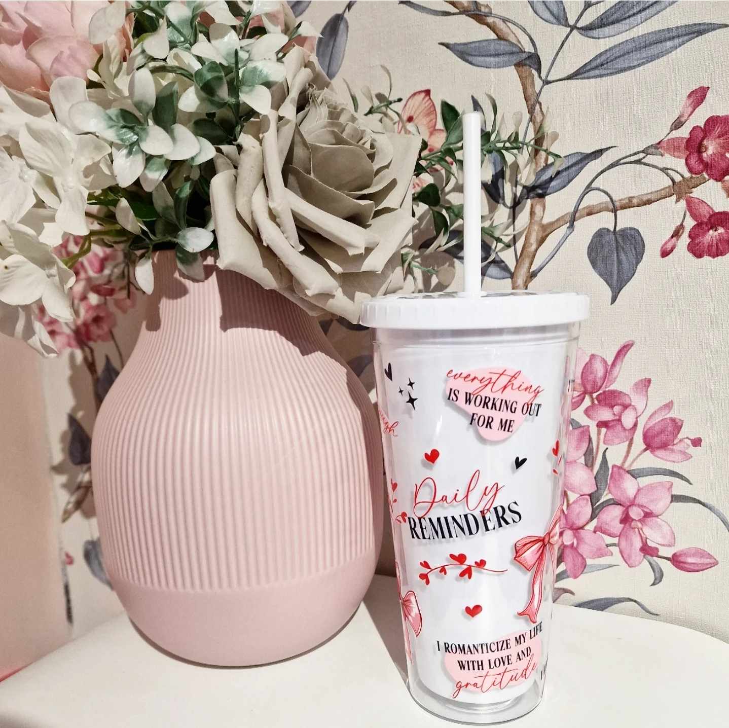 Daily Reminders Bow - 24oz Plastic Tumbler