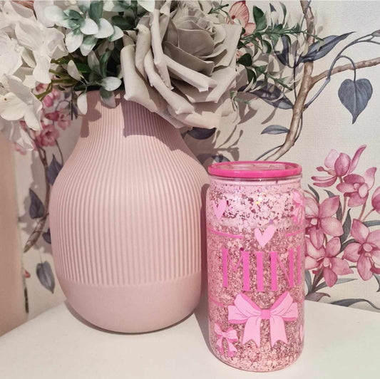 Mini Pink -  16oz Snowglobe Acrylic Tumbler