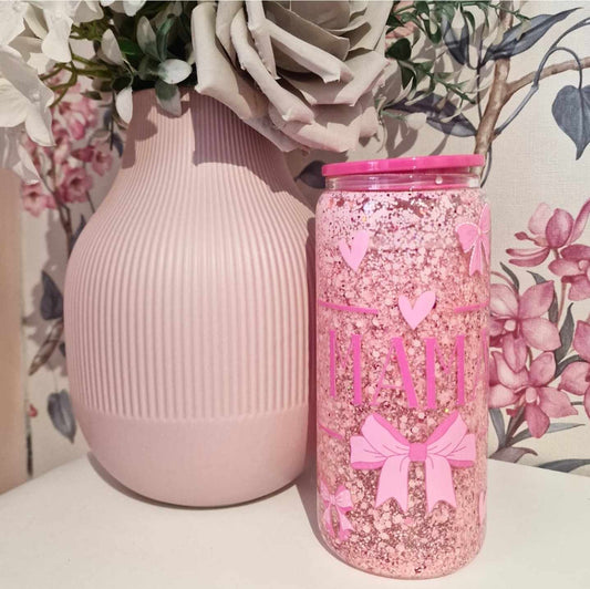 Mama Pink  - 16oz Snow-globe Glass Tumbler
