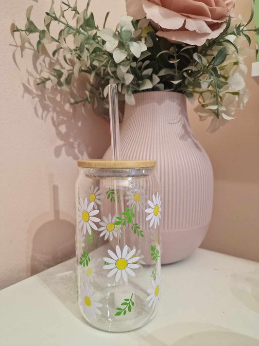 Daisy and Leaves - 16oz Libbey Cup Glass