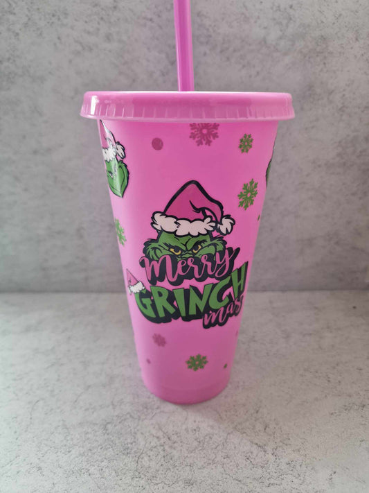 Pink Merry Grinchmas - 24oz Cold Cup image 0