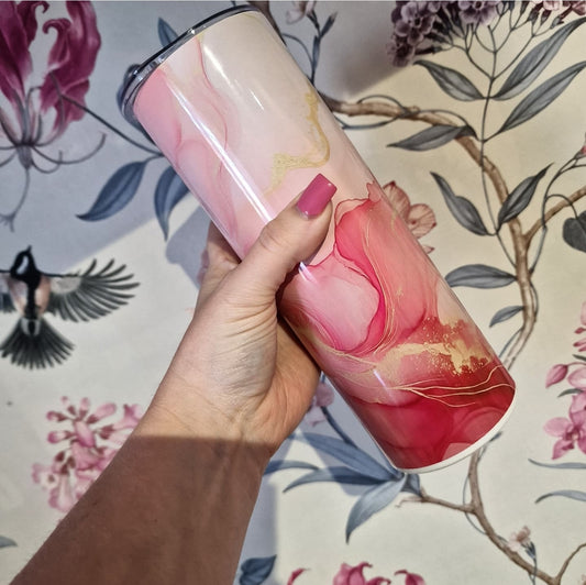 Pink Marble Tumbler - 20oz Tumbler with Lid/Straw