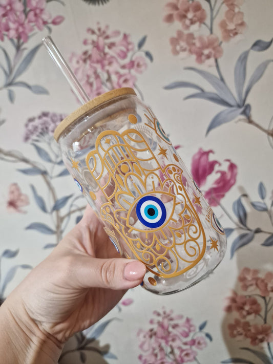 Evil Eye (Hamsa) - 16oz Libbey Cup Glass