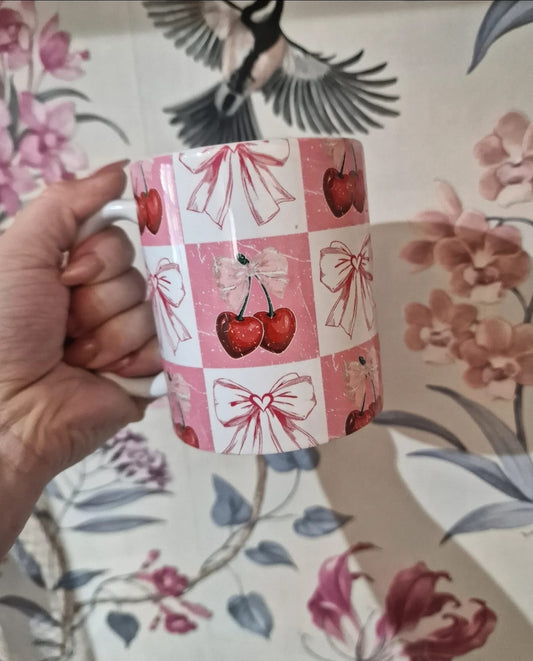 Cherries and Bows Mug - 11oz Ceramic Mug