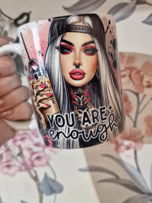You Are Enough Tattoo Girl Mug - 11oz Ceramic Mug