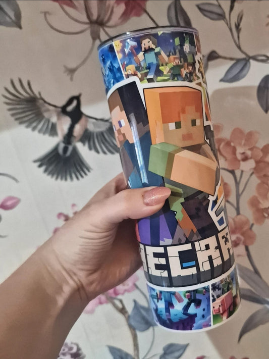 Minecraft Collage Tumbler - 20oz Tumbler with Lid/Straw