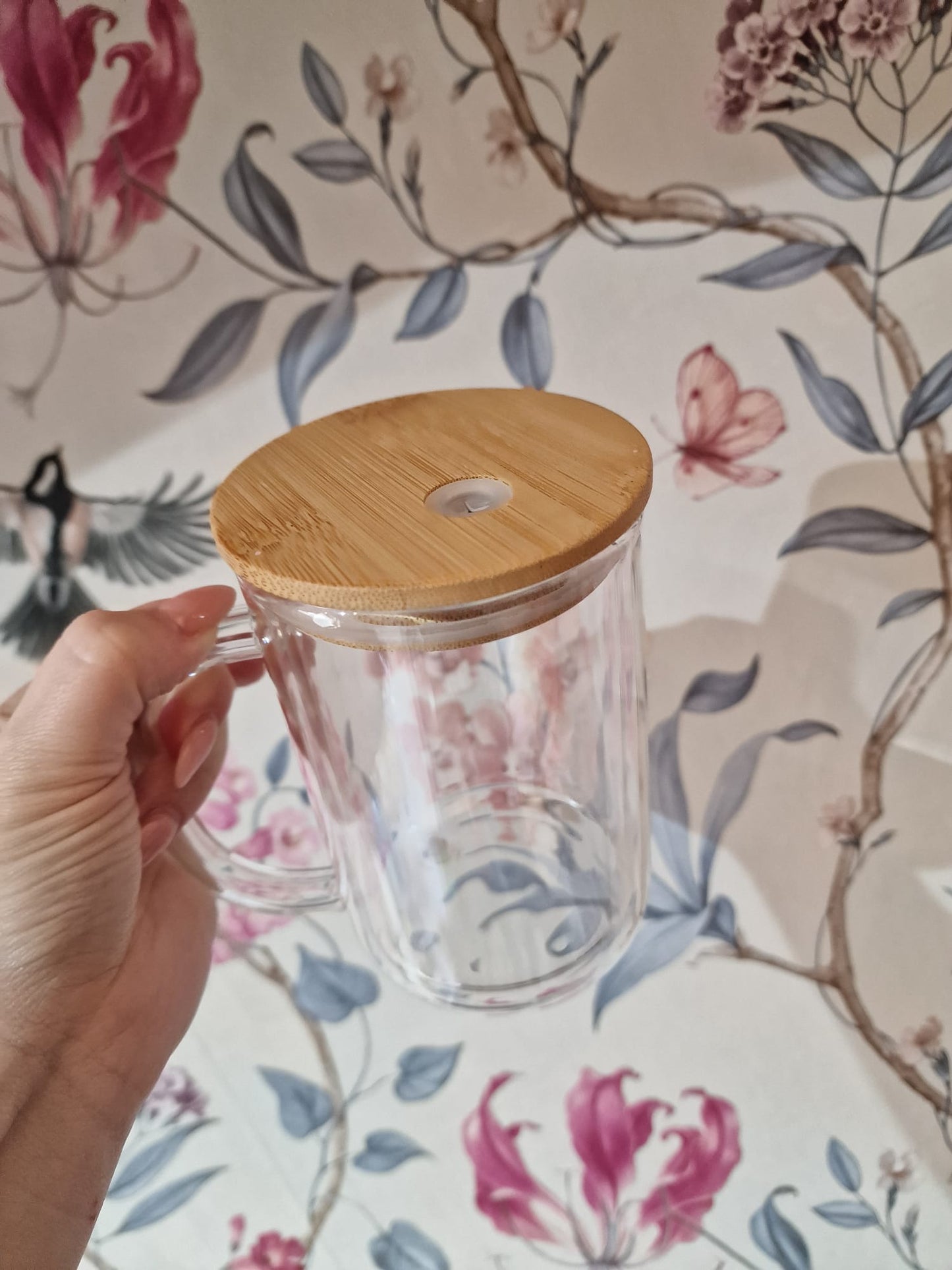 Custom - 15oz Glass Cup with Fillable Handle