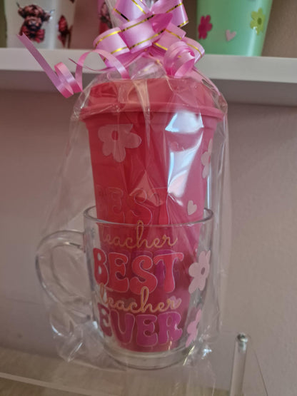 Best Teacher Ever - Glass Mug and Travel Cup Set