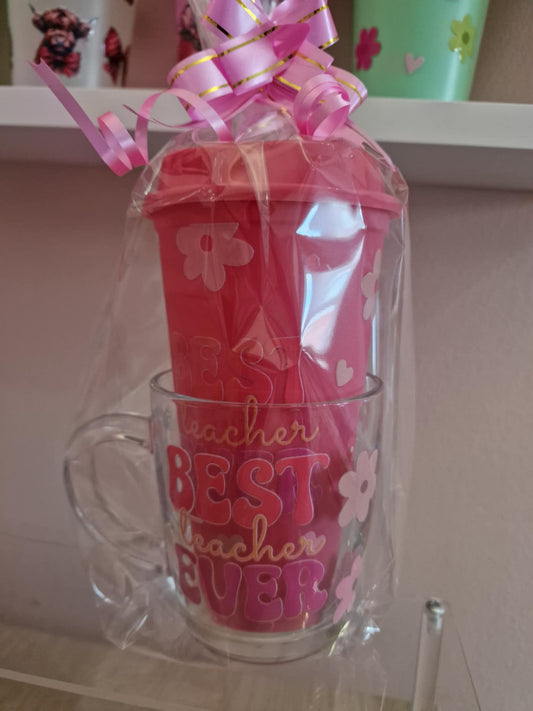 Best Teacher Ever - Glass Mug and Travel Cup Set