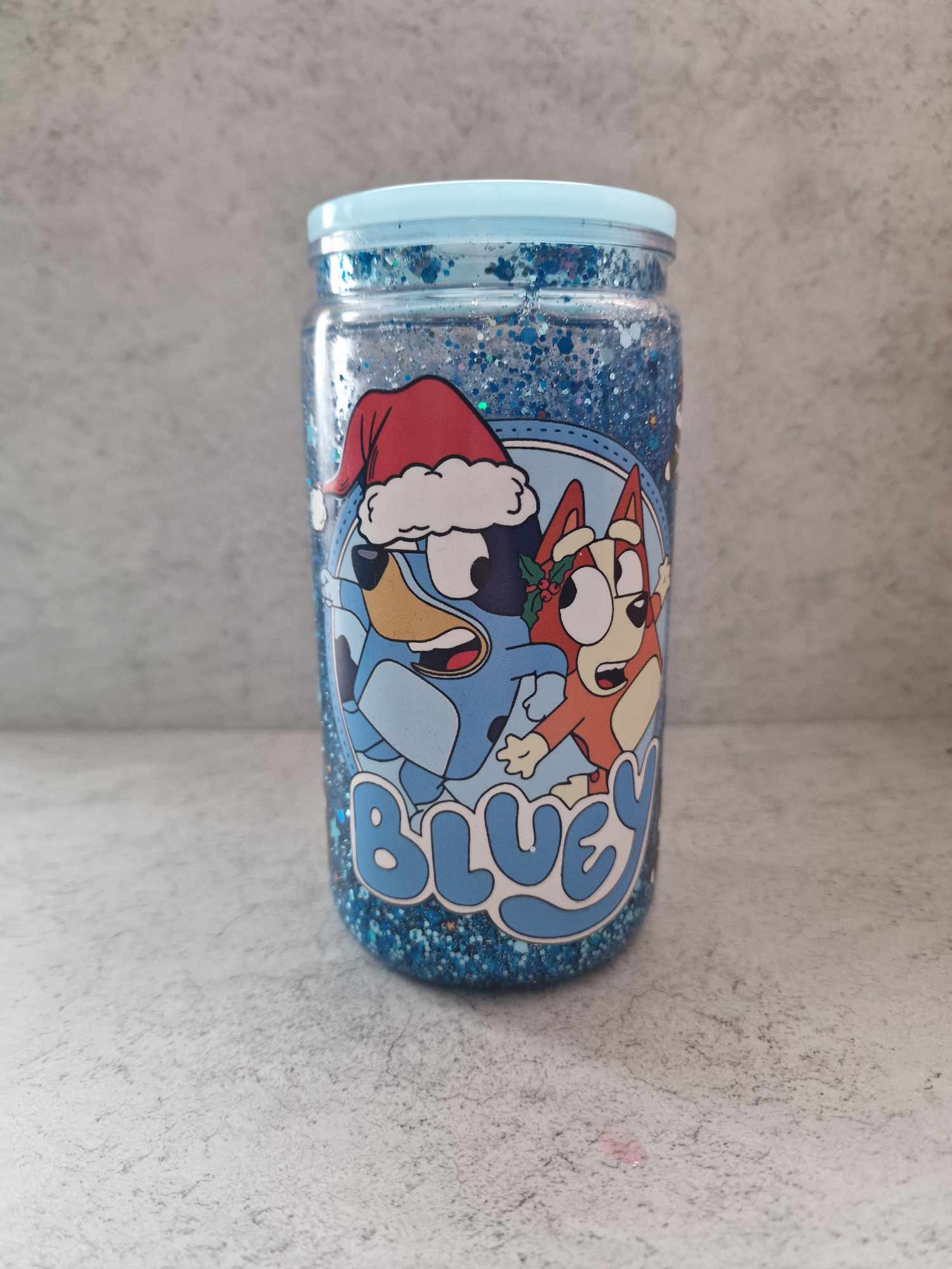 Bluey Christmas -  16oz Snowglobe Acrylic Tumbler image 0