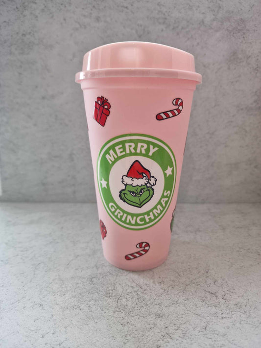 Merry Grinchmas Pink - 16oz Travel Cup