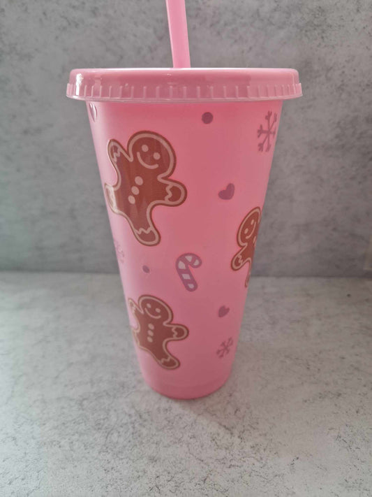 Pink Gingerbread Man - 24oz Cold Cup