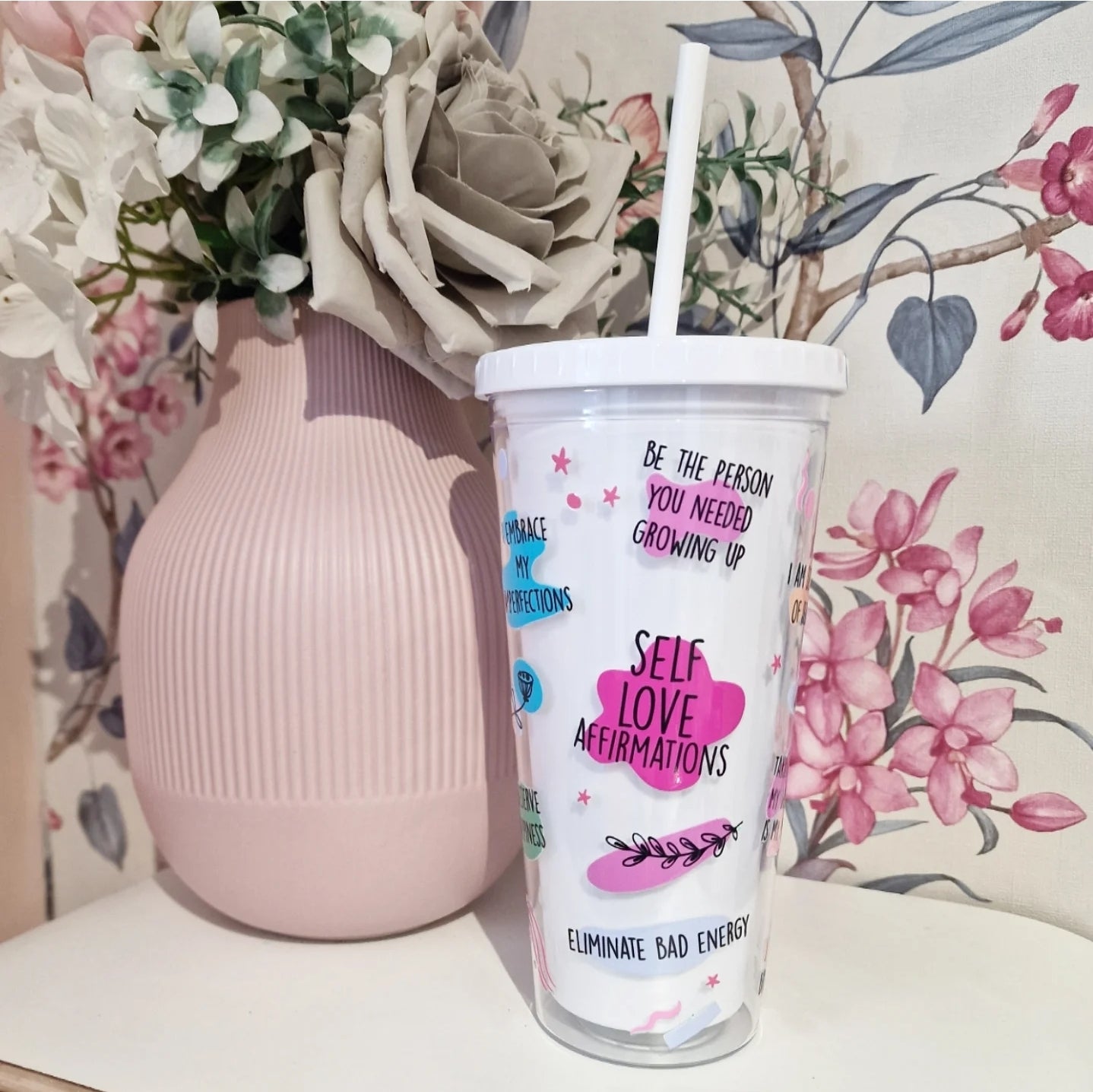 Self Love Affirmations - 24oz Plastic Tumbler