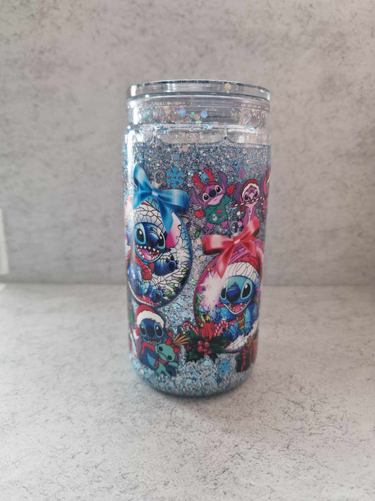 Stitch Bauble Glitter -  16oz Snowglobe Acrylic Tumbler